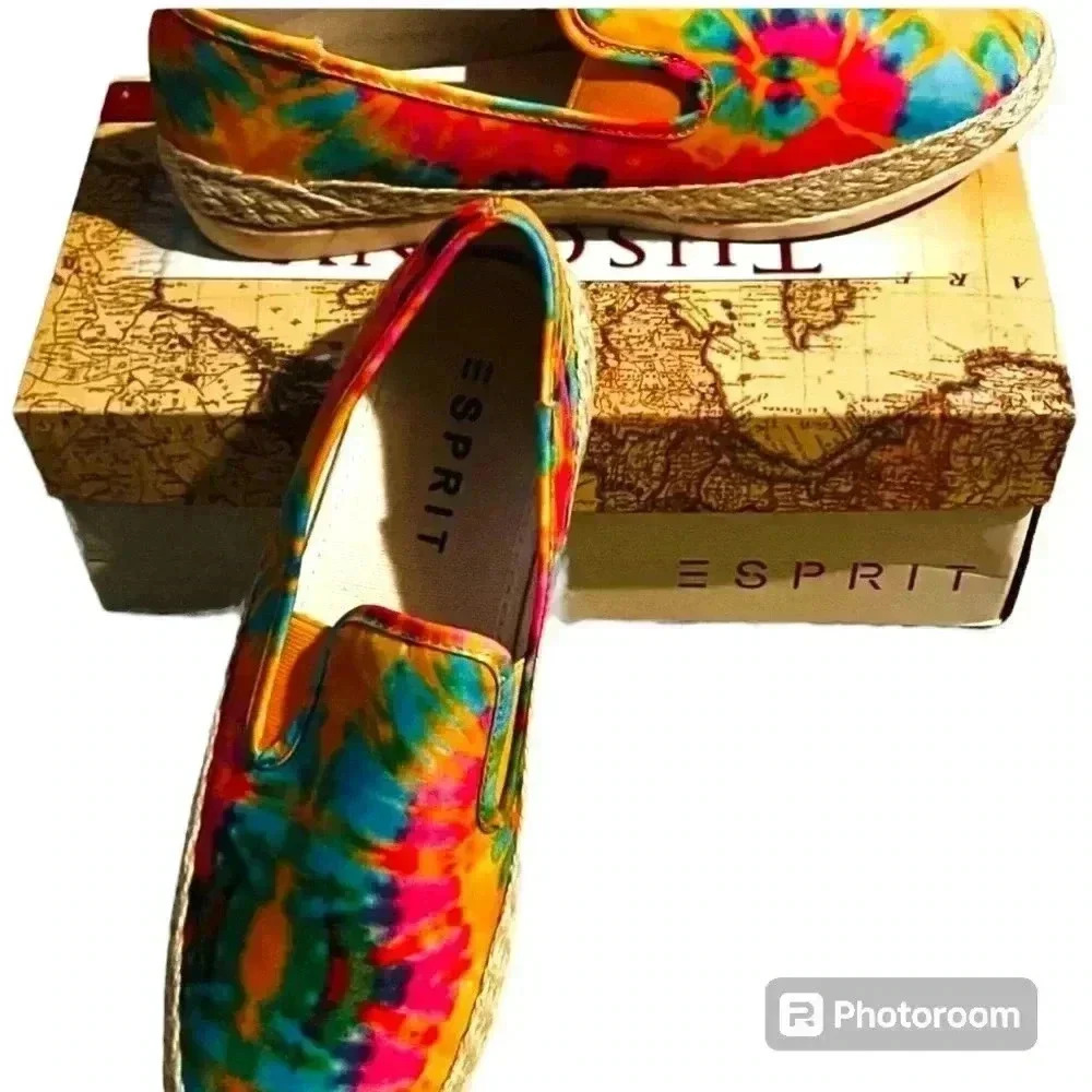 Esprit Women's Tie-Dye Slip-On Flats in Yellow, Blue, Pink, Green - Picture 5 of 6